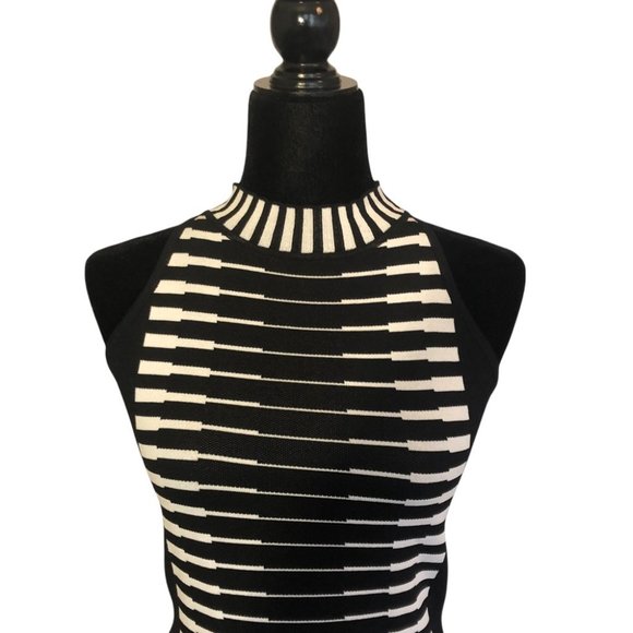 LUNA Black & White Halter Bodycon Dress - Picture 2 of 10